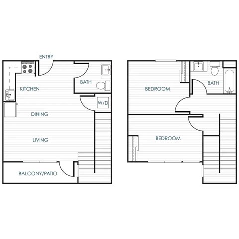 Floor plan for 2 beds, 1.5 baths, 1138 sqft